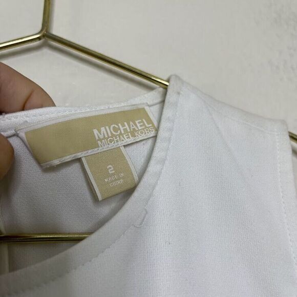 Michael Kors Dress Size 2 Fit Flare Mini Spring Green Colorblock Sleeveless Work - Picture 2 of 8